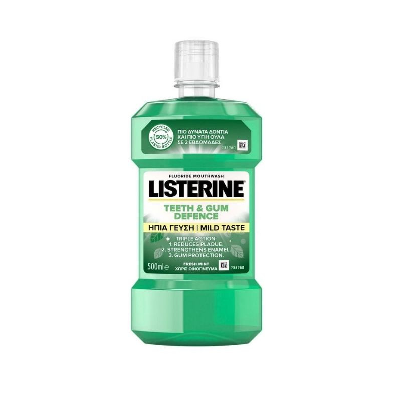 LISTERINE® Apa de Gura Teeth & Gum Defence & Gust Mai Putin Intens, 500ml 500ml imagine teramed.ro