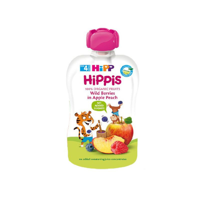 HIPPIS Piure de fructe mar piersica si fructe de padure,100g copilul imagine noua