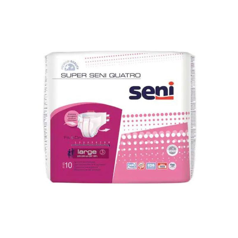 Seni Scutece Pentru Adulti Super Quatro, Large, 10 Bucati