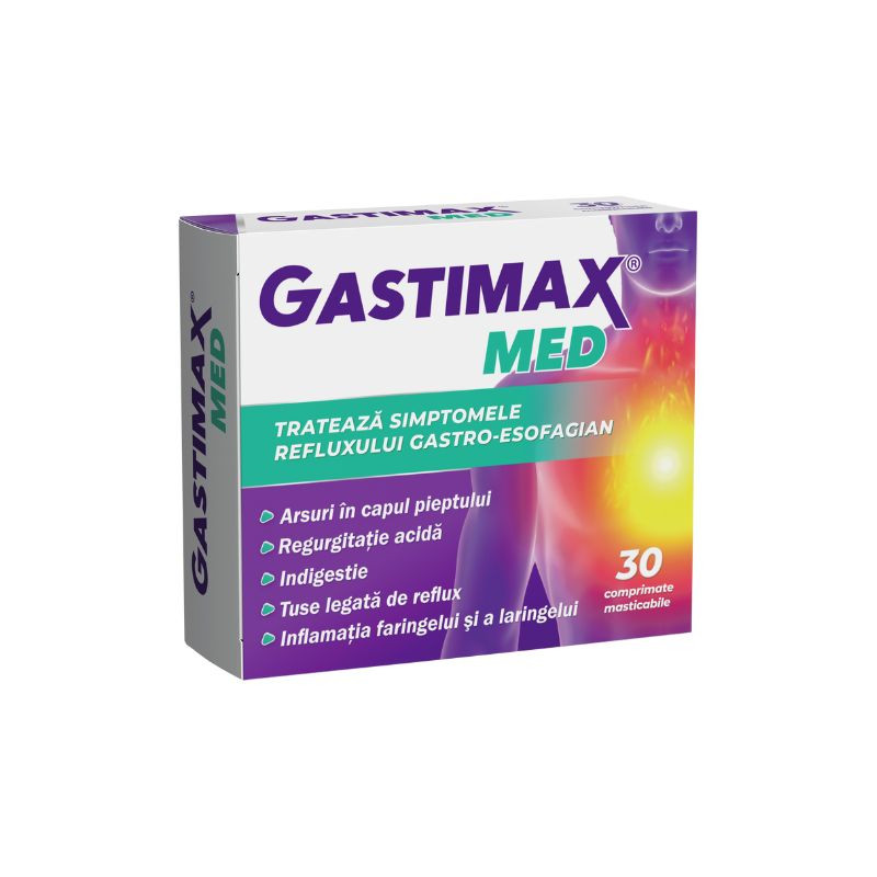 Gastimax MED, 30 comprimate masticabile Antiacide imagine teramed.ro