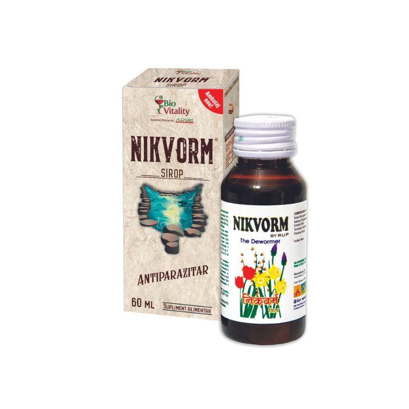 Bio Vitality Nikvorm, Sirop pentru eliminarea parazitilor intestinali, 60ml 60ml imagine noua