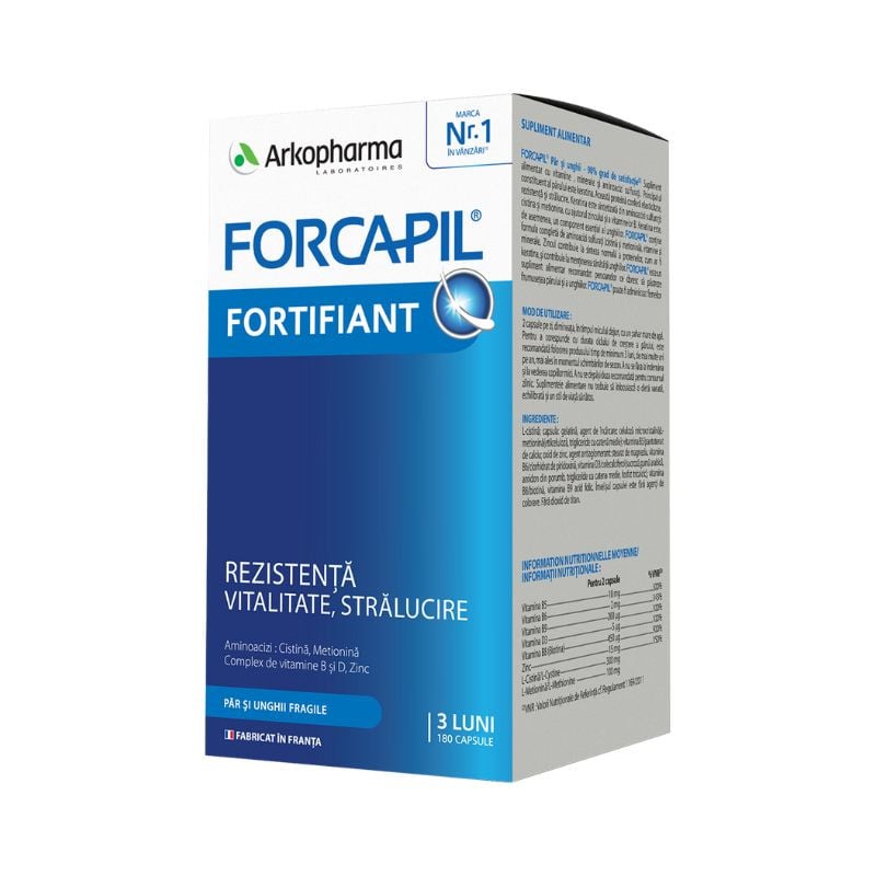Forcapil Formula Fortifianta pentru Par si Unghii, 180 capsule Frumusete si ingrijire