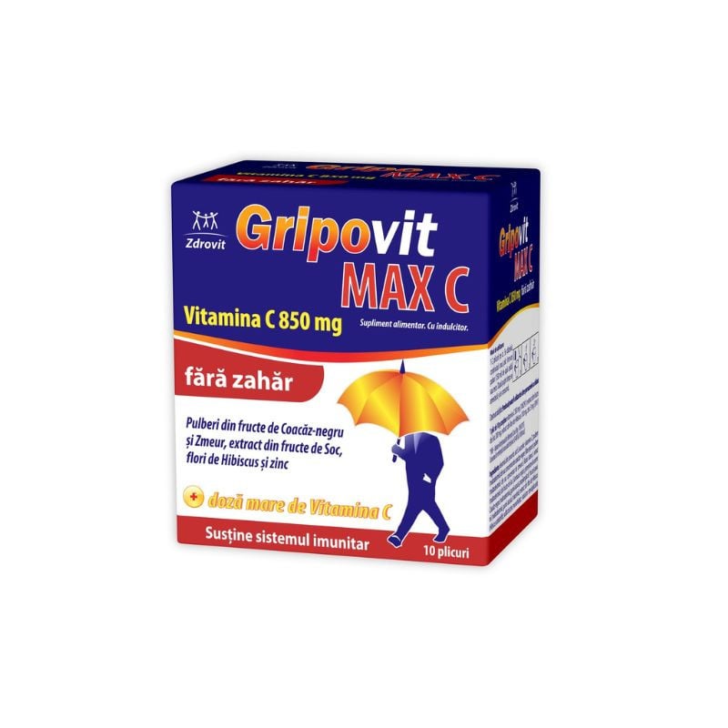 Gripovit Max C Fara Zahar, 10 Plicuri