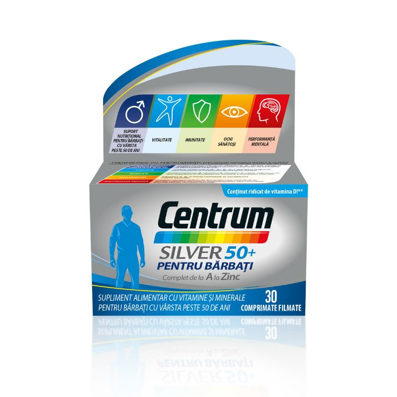 Centrum Silver 50+ pentru barbati, 30 comprimate 50+ imagine teramed.ro