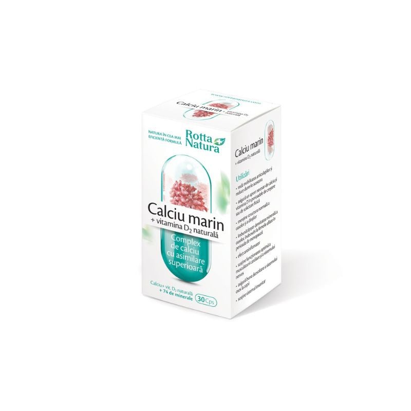 Rotta Natura calciu marin+vitamina d2 naturala, 30 capsule