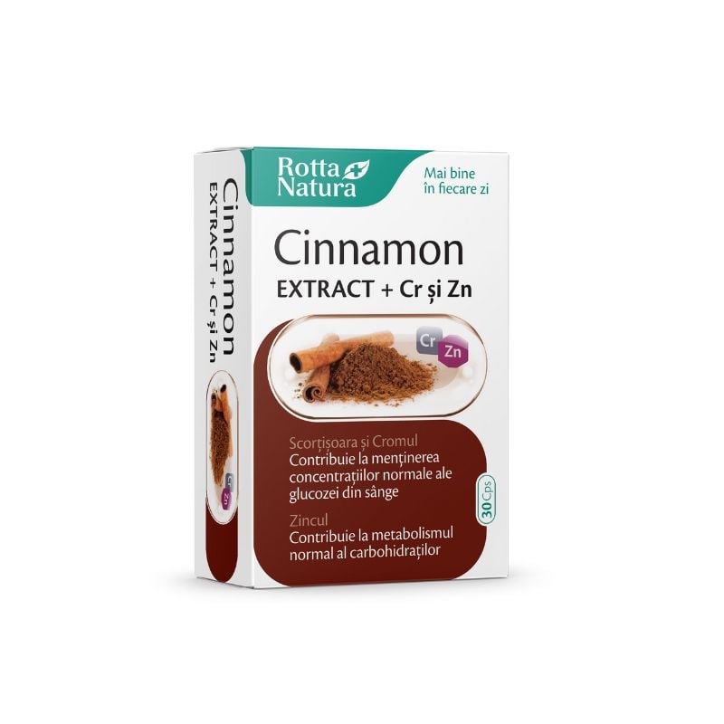 Rotta natura cinnamon extract + crom si zinc, 30 capsule