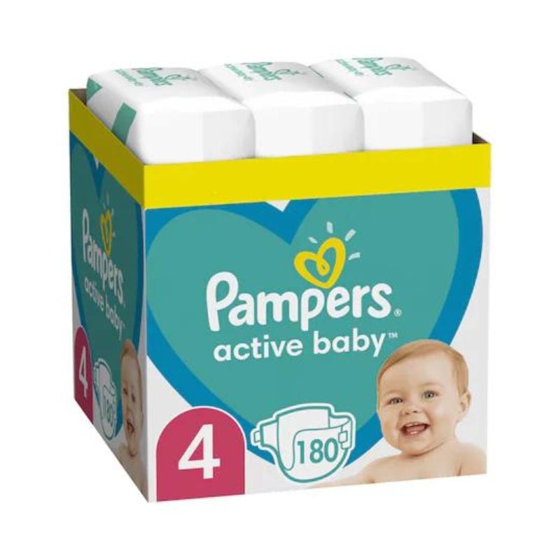Pampers Scutece Active Baby, Marimea 4, 9 -14 kg, XXL BOX, 180 bucati 14+ imagine noua