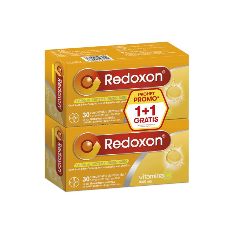 Pachet Redoxon Vitamina C 1000mg cu aroma de lamaie, 30 + 30 comprimate efervescente 1000mg imagine teramed.ro
