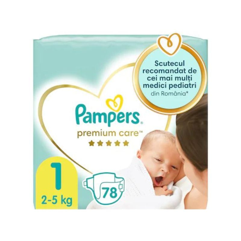 Pampers Scutece Premium Care Marimea 1, 2-5 Kg, 78 Bucati