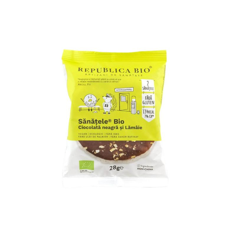 Republica BIO SANATELE BIO Ciocolata neagra si Lamaie, ecologic, fara gluten, 28g