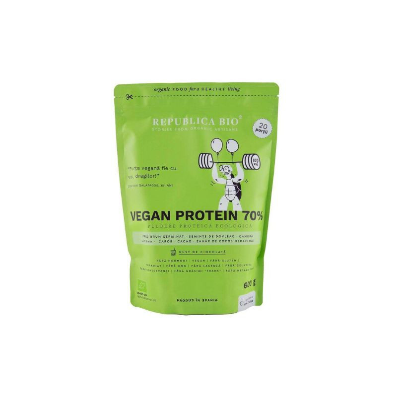 Republica BIO Vegan protein 70%, pulbere functionala cu gust de ciocolata, 600g 600g imagine 2022