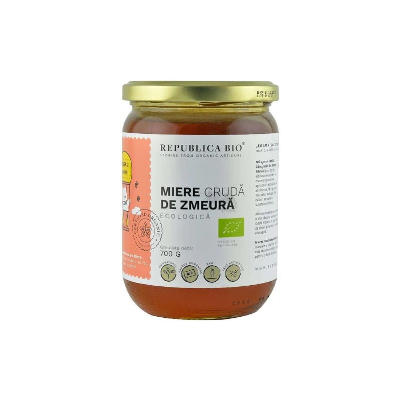 Republica bio miere de zmeura ecologica cruda, 700g