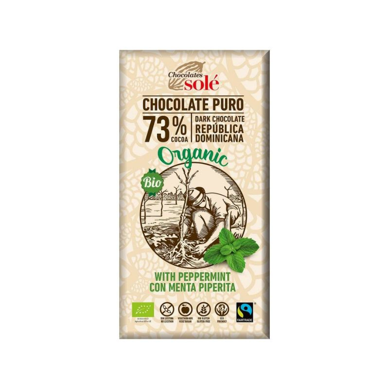 Chocolates Sole Ciocolata bio cu 73% cacao si menta, 100g Alimente fara gluten 2023-10-03