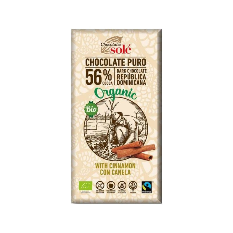 Chocolates Sole Ciocolata bio cu 56% cacao si scortisoara, 100g Alimente fara gluten 2023-10-03