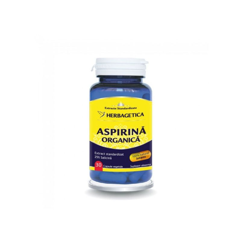 Herbagetica Aspirina Organica, 30 capsule Aspirina imagine 2022