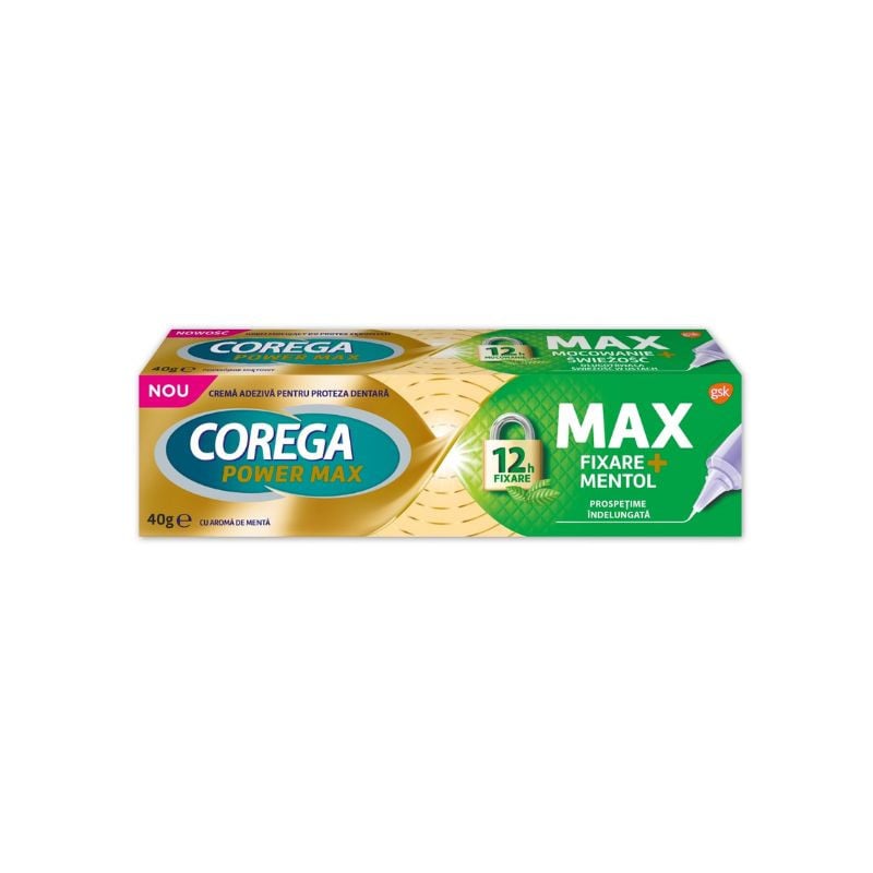 Corega Max Fixare + Mentol Crema Adeziva Pentru Proteza Dentara, 40g