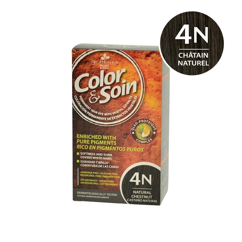 Vopsea de par chatain naturel 4N, Color&Soin