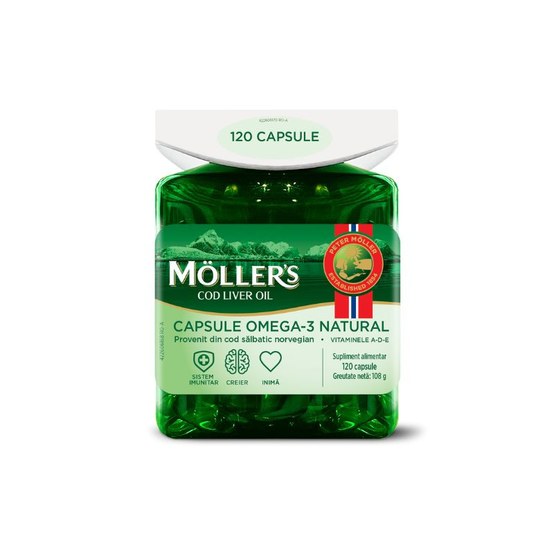 Moller’s Ulei de ficat de cod Omega-3, 120 capsule 120 imagine noua