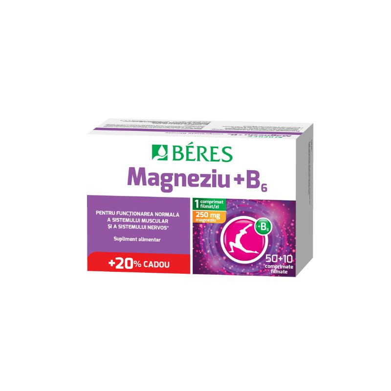 Beres Magneziu + B6, 50 tablete + 10 tablete Cadou farmacie nonstop online pret mic aptta