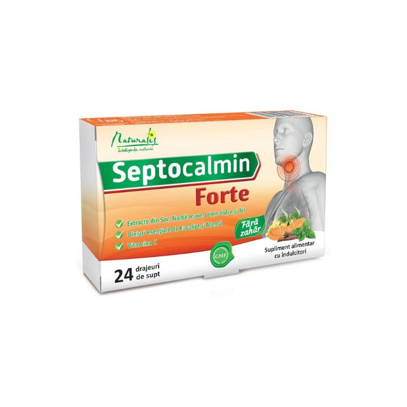 Naturalis Septocalmin Forte, 24 pastile durere imagine noua
