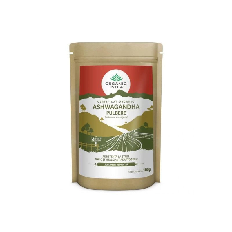 ORGANIC INDIA Ashwagandha Pulbere Rezistenta la stres si Tonic Adaptogenic, 100g