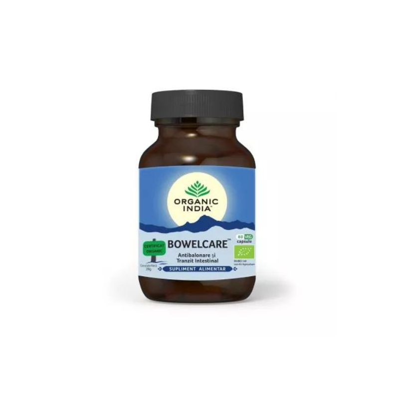 Organic India Bowelcare | Tranzit Intestinal, Combate Balonarea, 60 capsule balonarea imagine teramed.ro