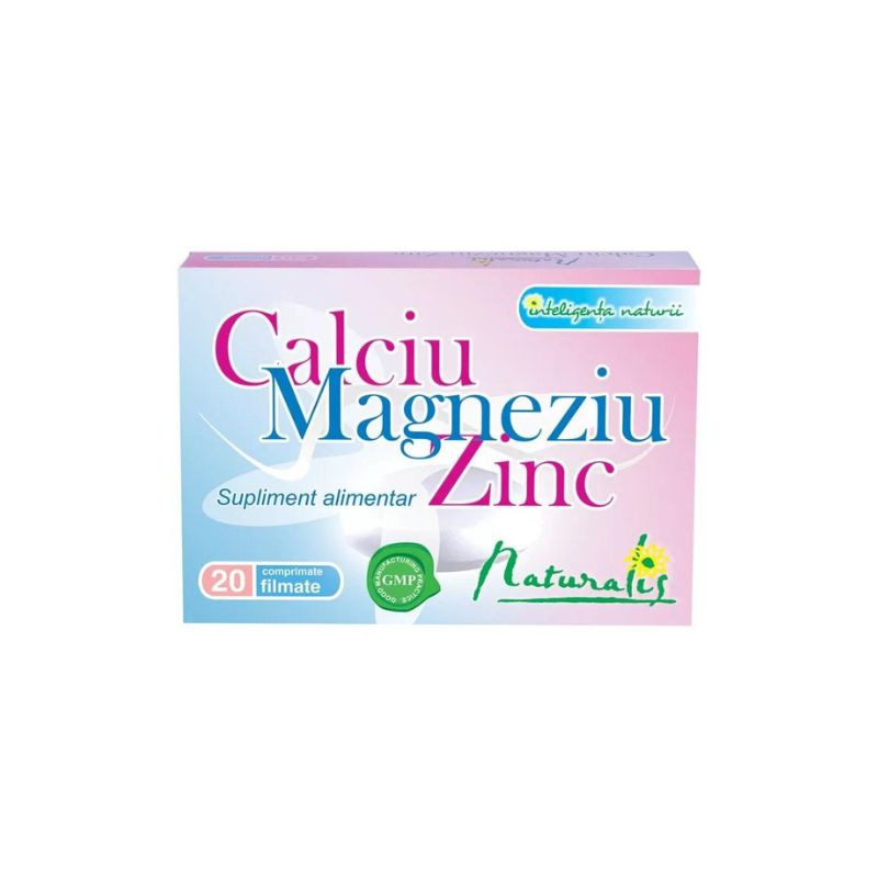 Naturalis Calciu+Magneziu+Zinc, 20 comprimate Calciu+Magneziu+Zinc imagine teramed.ro