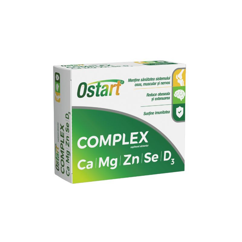 Ostart Complex Ca + Mg + Zn + Se + D3, 30 comprimate, Fiterman Pharma Complex imagine noua