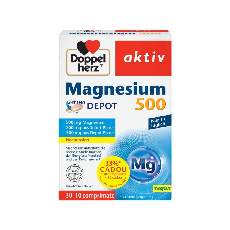 Magneziu 500 mg, 30 + 10 comprimate, Doppelherz 500