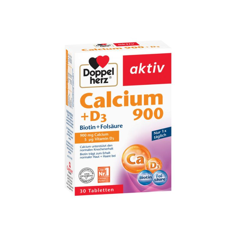 Aktiv Calciu 900 mg + D3 + Biotina + Acid folic, 30 comprimate, Doppelherz 900