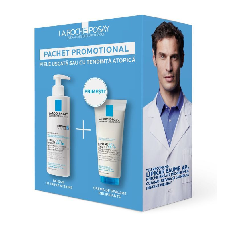 Pachet Balsam Lipikar Baume AP+M, 400 ml + Crema de spalare Syndet AP+, 200 ml, La Roche-Posay 200 imagine 2022