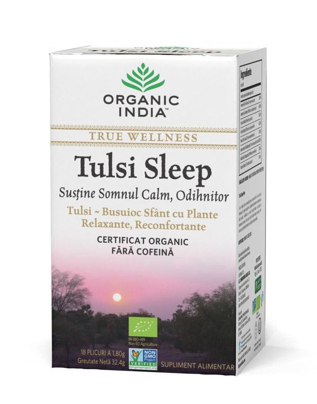 ORGANIC INDIA Ceai Tulsi Sleep cu Plante Relaxante, Reconfortante | Somn Calm, Odihnitor Bio imagine noua