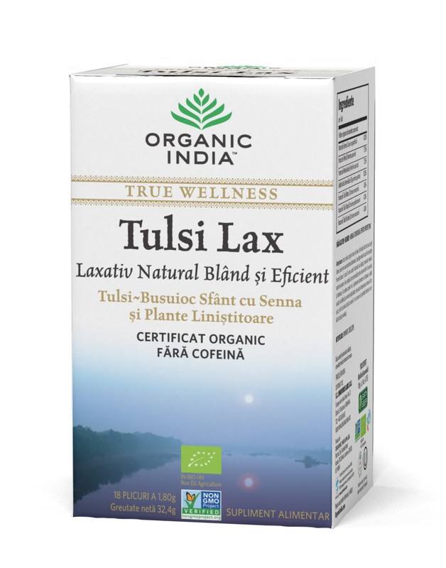 ORGANIC INDIA Ceai Tulsi Lax (Busuioc Sfant) | Laxativ Natural Bland si Eficient BIO imagine teramed.ro