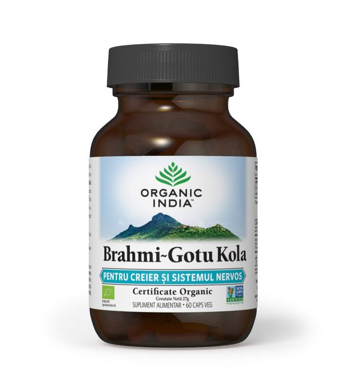 ORGANIC INDIA Brahmi~Gotu Kola | Pentru Creier & Sistemul Nervos si Deficit de Atentie atentie imagine teramed.ro