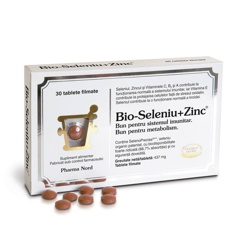 Bio Selenium Zinc, Pharma Nord, 30 tablete filmate BIO imagine teramed.ro