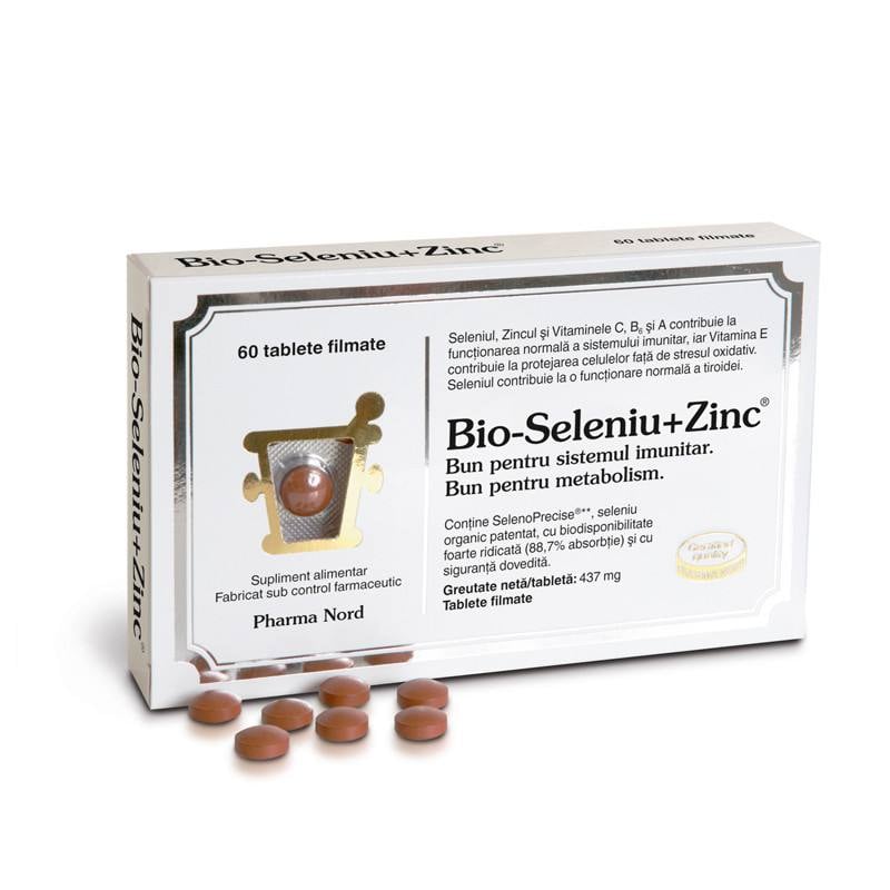 Bio Selenium Zinc, Pharma Nord, 60 tablete filmate BIO imagine teramed.ro