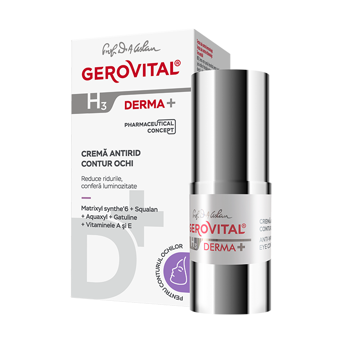 Crema antirid contur ochi H3 Derma+, 15 ml, Gerovital antirid imagine noua