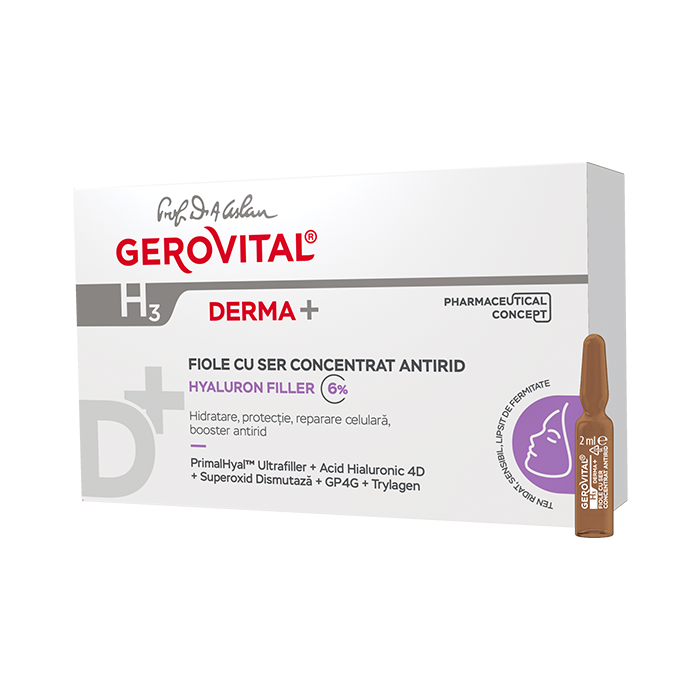 Fiole cu ser concentrat antirid H3 Derma+, 10 fiole x 2 ml, Gerovital image12
