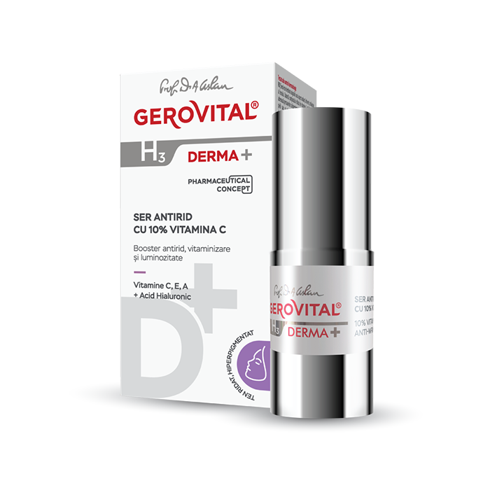 Ser antirid cu 10% Vitamina C H3 Derma+, 15 ml, Gerovital