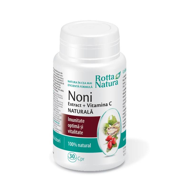 Noni Extract + Vitamina C naturala, 30 comprimate masticabile, Rotta Natura comprimate