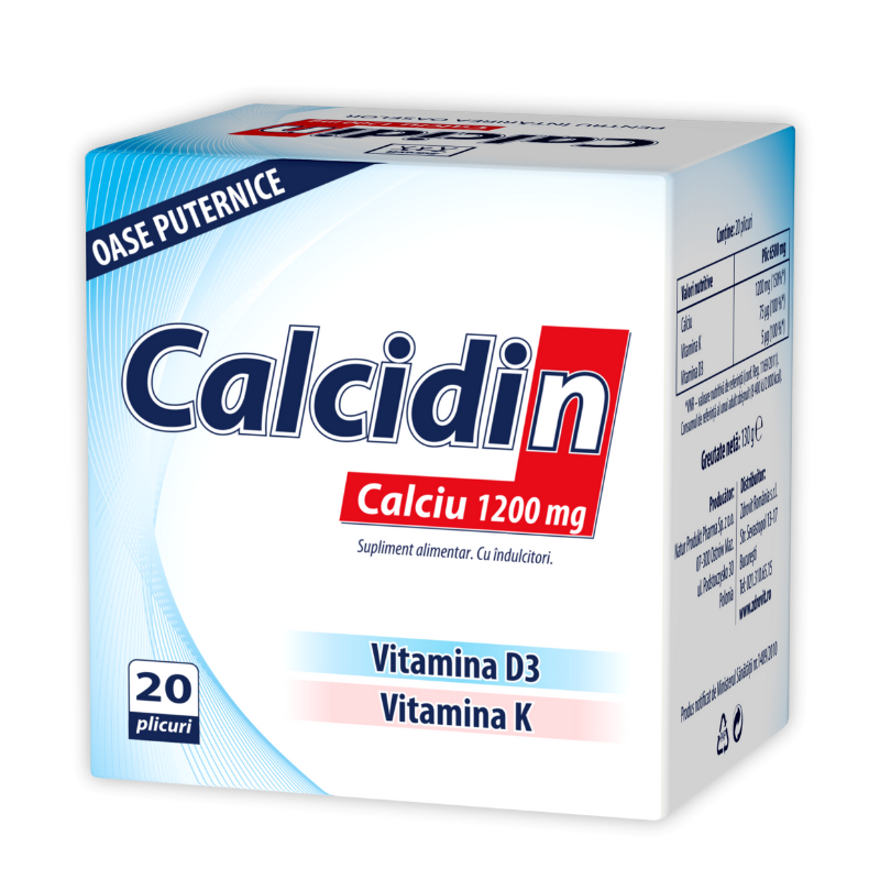 Calcidin 1200 mg, 20 plicuri 1200 imagine noua