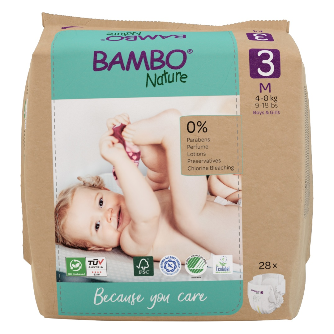 Scutece Ecolabel, marimea 3, 4-8 kg, 28 bucati, Bambo Nature