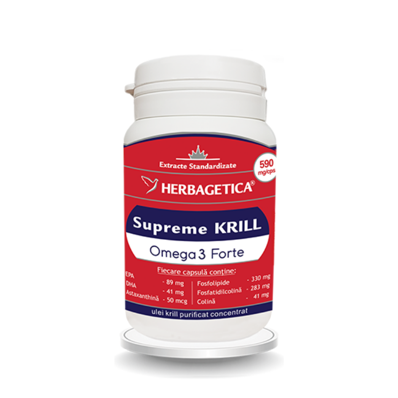 Supreme krill omega 3 forte, 60 capsule, Herbagetica capsule imagine 2022