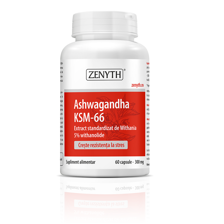 Ashwagandha KSM-66 300 mg, 60 capsule, Zenyth 300 imagine teramed.ro