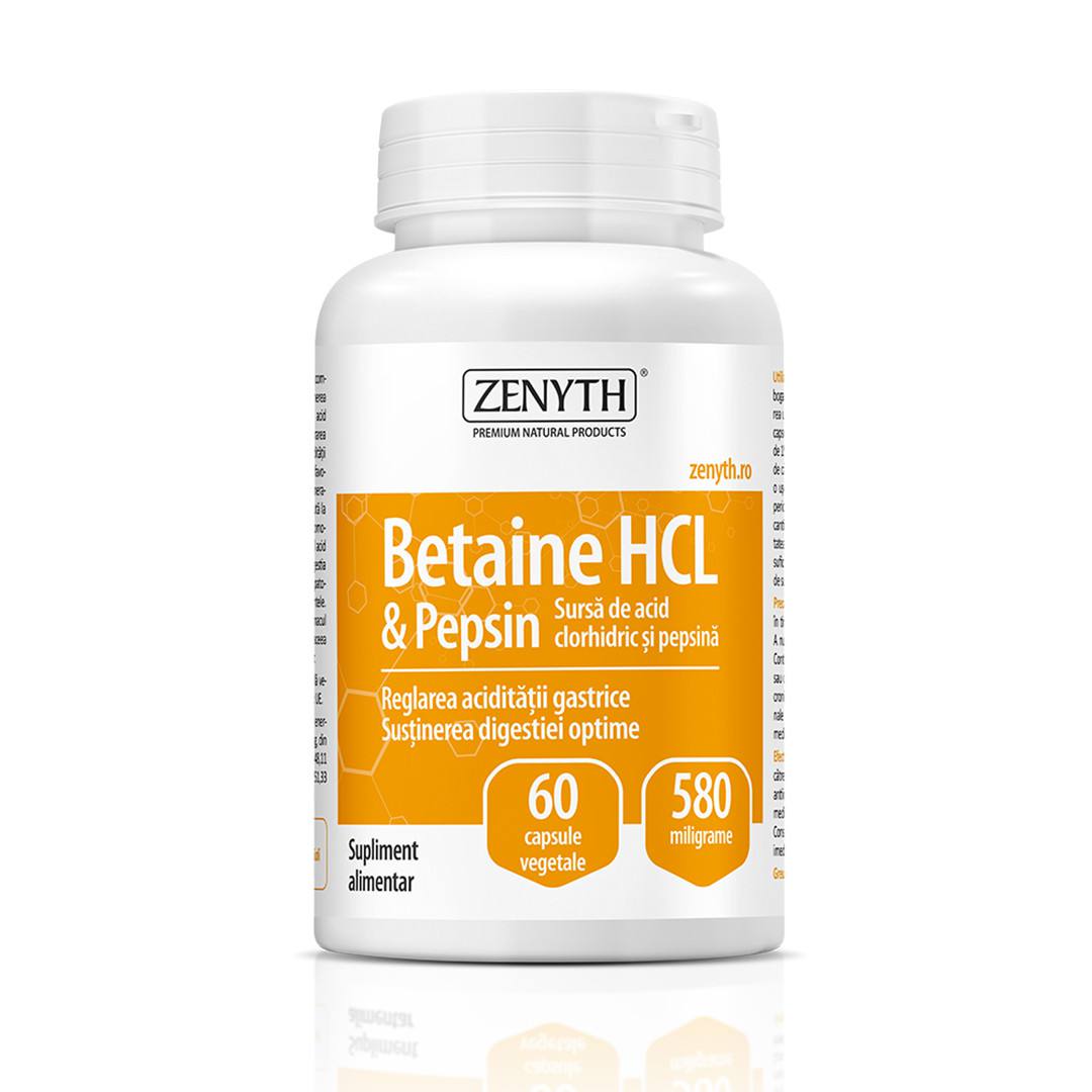 Betain HCL & Pepsin, 580 mg, 60 capsule, Zenyth 580 imagine noua