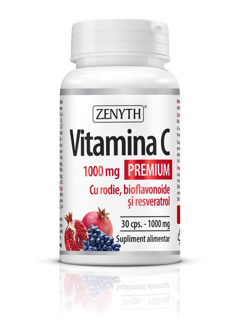 Vitamina c premium rodie si bioflavonoide 1000 mg, 60 capsule, zenyth