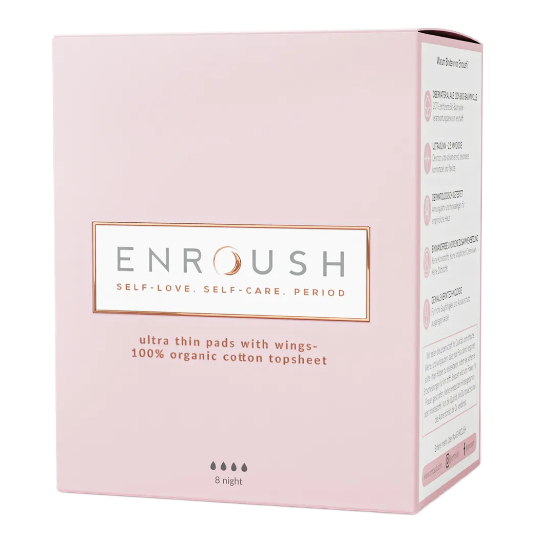 Enroush Absorbante Bumbac Organic Noapte, 8 bucati