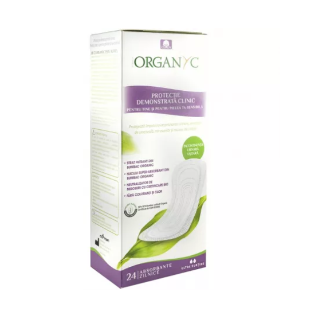 Absorbante Ultra Subtiri Din Bumbac Organic Pentru Incontinenta, 24 Bucati, Organyc