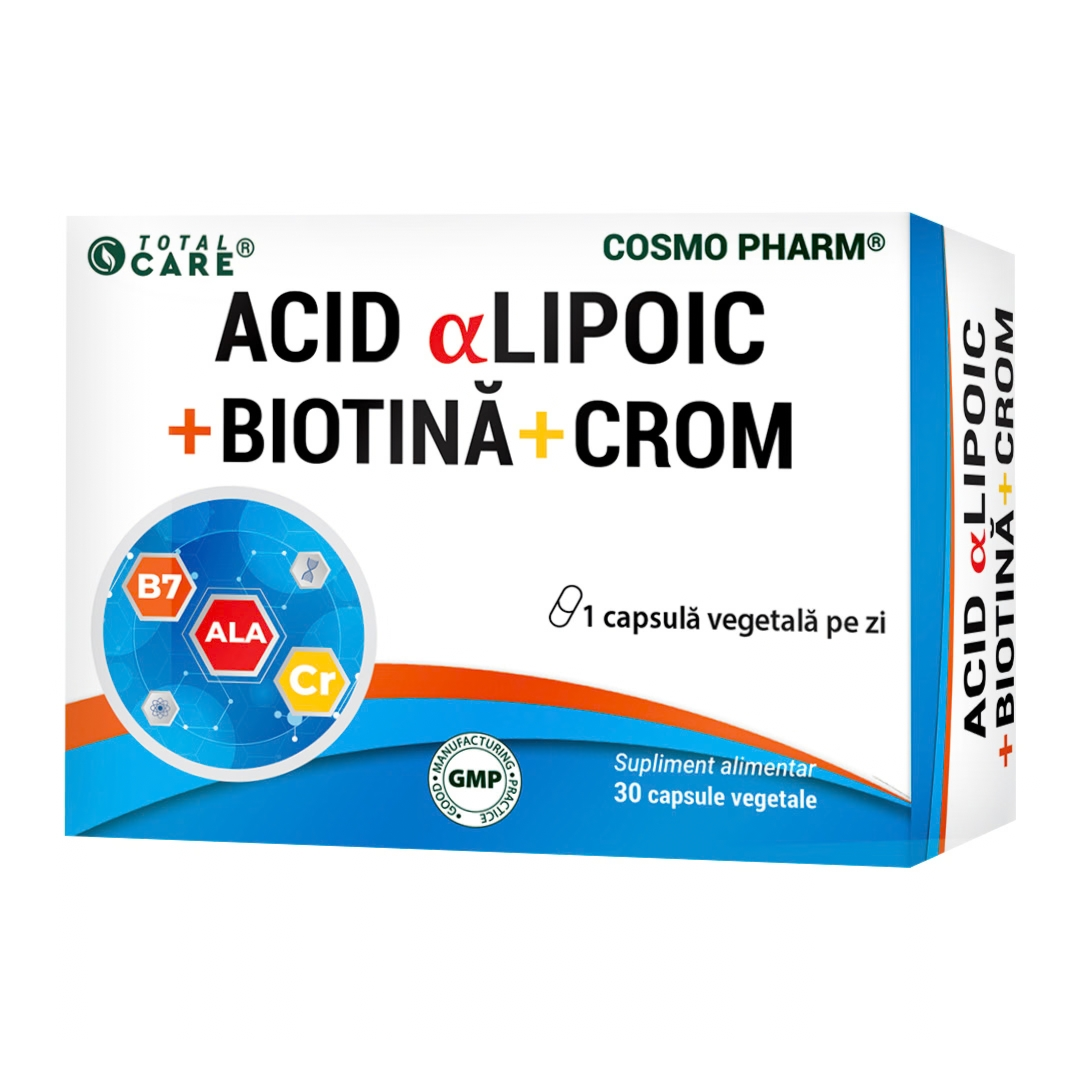 Acid Alfa Lipoic cu Biotina si Crom, 30 capsule, Cosmo Pharm