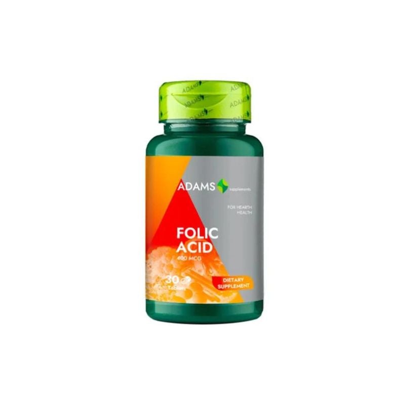 Acid Folic 400mcg, 30 tablete, Adams 400mcg imagine noua